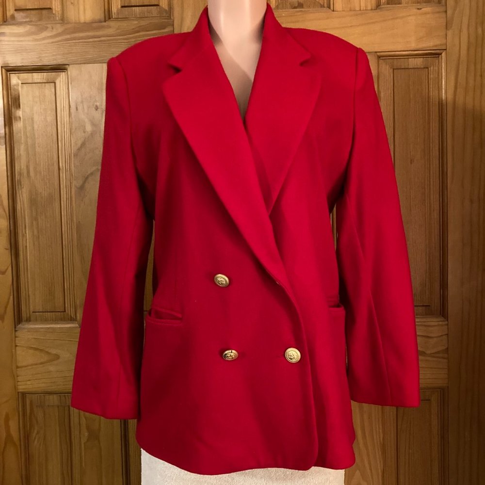 NWOT Sellecca Vintage 80s Jacket 100% Wool Coat Lined Red Size 12